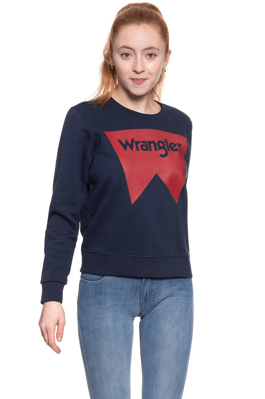 BLUZA WRANGLER DAMSKA LOGO CREW NAVY W6087HY35 112130466