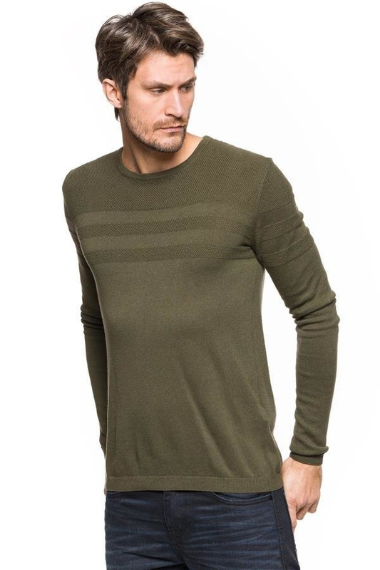 TOM TAILOR STRUCTURED CREW-NECK SWEATER OLIVE NIGHT GREEN 3020016.00.15 COL. 7548