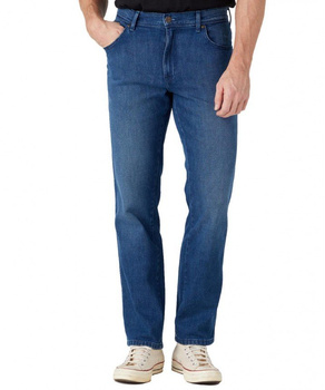 WRANGLER TEXAS MĘSKIE SPODNIE JEANSOWE JEANSY DZWONY LEON BLUE W121AG42B 112329006