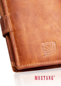 MUSTANG Denimo High Wallet Side Opening MĘSKI SKÓRZANY PORTFEL POJEMNY NA KARTY PREMIUM 