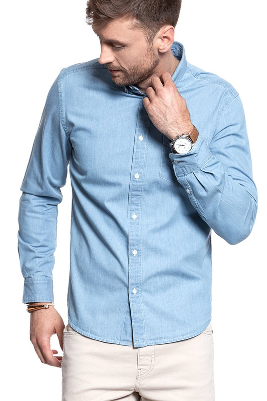 KOSZULA JEANSOWA MĘSKA WRANGLER L/S 1PKT BUTTON-DOWN LIGHT INDIGO W58838S4E 112129622
