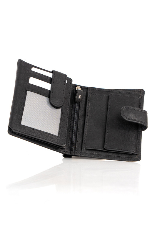 MUSTANG DENIMO WALLET MĘSKI PORTFEL SKÓRZANY POJEMNY KARTY BLACK