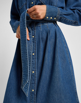 LEE DAMSKA SUKIENKA JENSOWA BELTED WESTERN DRESS BLUE FUSION 112357937 LI19015514