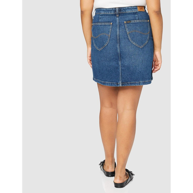 LEE BUTTON FLY A LINE DAMSKA SPÓDNICA JEANSOWA JEANS DŻINS WORN IRIS L38MMWQW 112139975