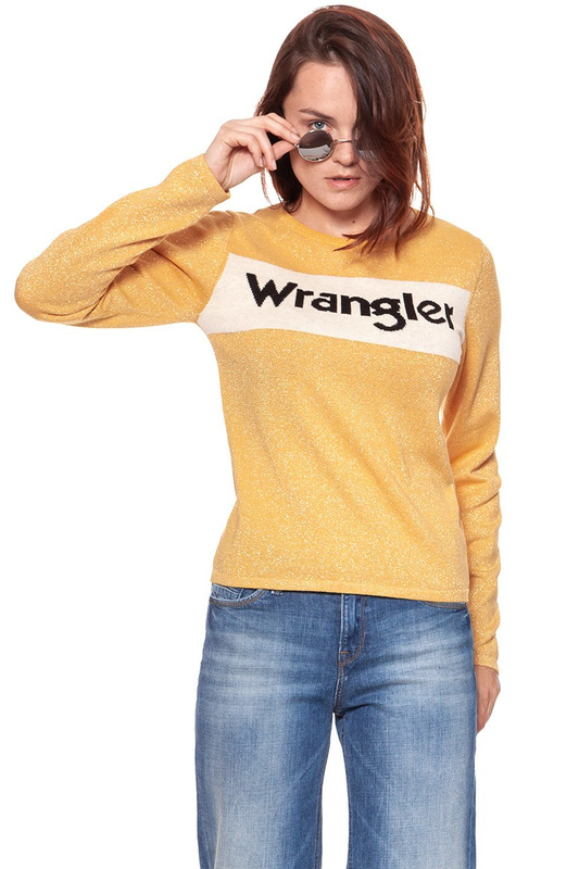 DAMSKI SWETER WRANGLER INTARSIA KNIT HONEY GOLD W8103PPU8 112132220