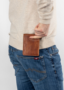 MUSTANG Denimo Wallet Side Opening SKÓRZANY PORTFEL POJEMNY NA KARTY PREMIUM