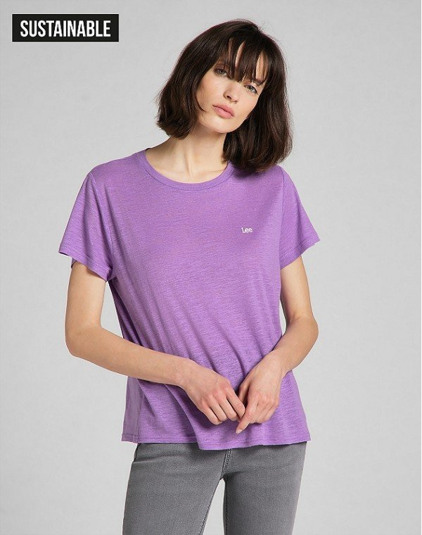 LEE CREW TEE DAMSKI T-SHIRT KOSZULKA LOGO AMETHYST ORCHID L41RENTI 112140047
