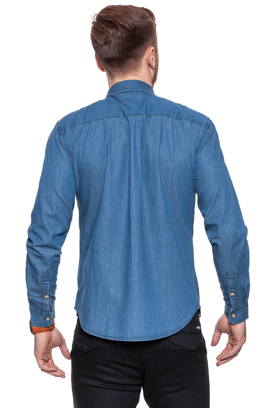 WRANGLER L/S BUTTON-DOWN SHIR MID INDIGO W57651H8E