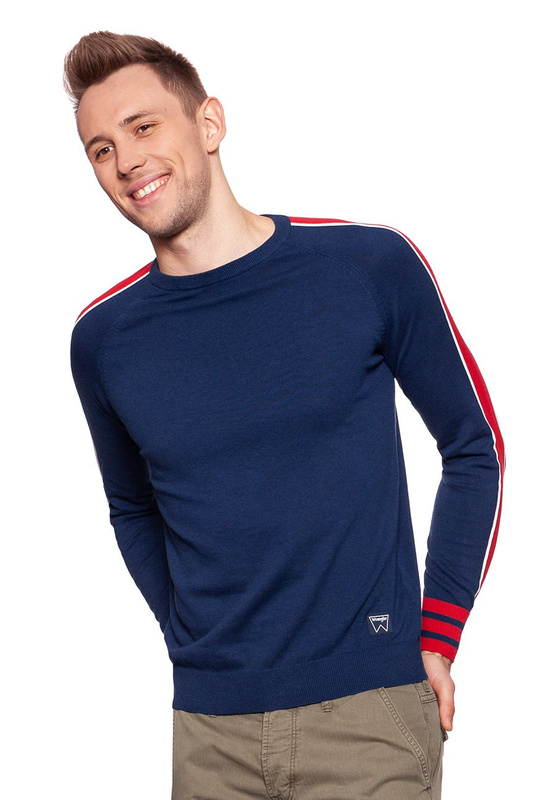 MĘSKI SWETER WRANGLER RAGLAN KNIT BLUE DEPTHS W8615PRJY 112132316