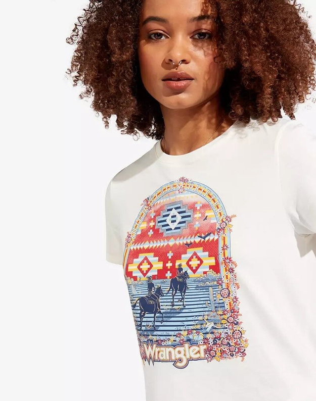 WRANGLER ROUND TEE DAMSKI T-SHIRT KOSZULKA Z KRÓTKIM RĘKAWEM OFF WHITE W7N4EV737 112131969