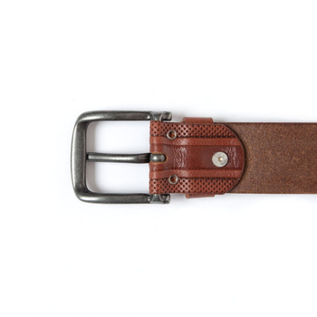 ZESTAW PREZENTOWY MUSTANG - SKÓRZANY PORTFEL I PASEK MĘSKI BROWN