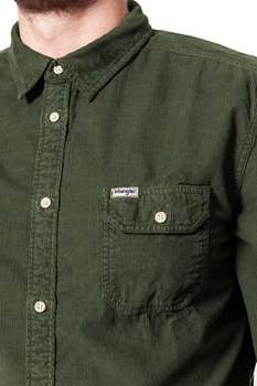 KOSZULA WRANGLER LS 2PKT FLAP SHIRT ARMY GREEN W5996TCSZ 112129913