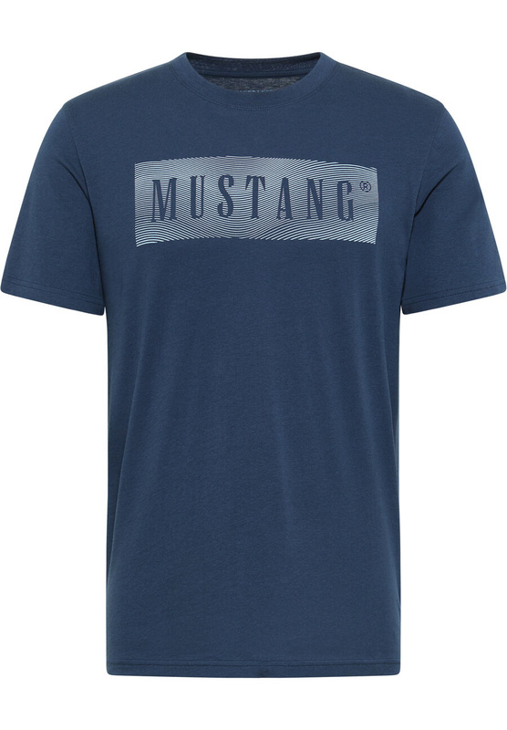 MUSTANG PRINT TEE MĘSKI T-SHIRT KOSZULKA LOGO NADRUK DRESS BLUES 1014937 5334