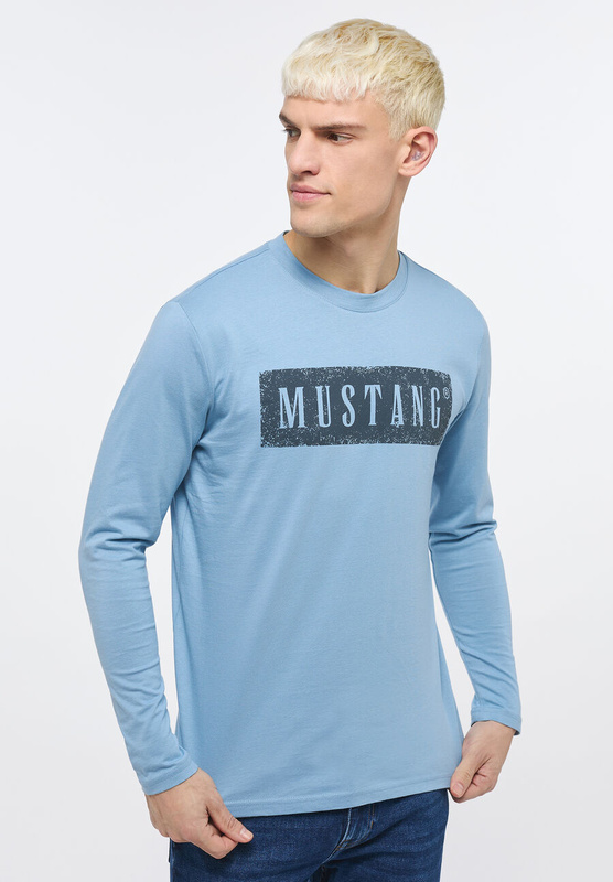 MUSTANG Style Adrian C Print MĘSKA KOSZULKA DŁUGI RĘKAW Faded Denim 1013540 5124