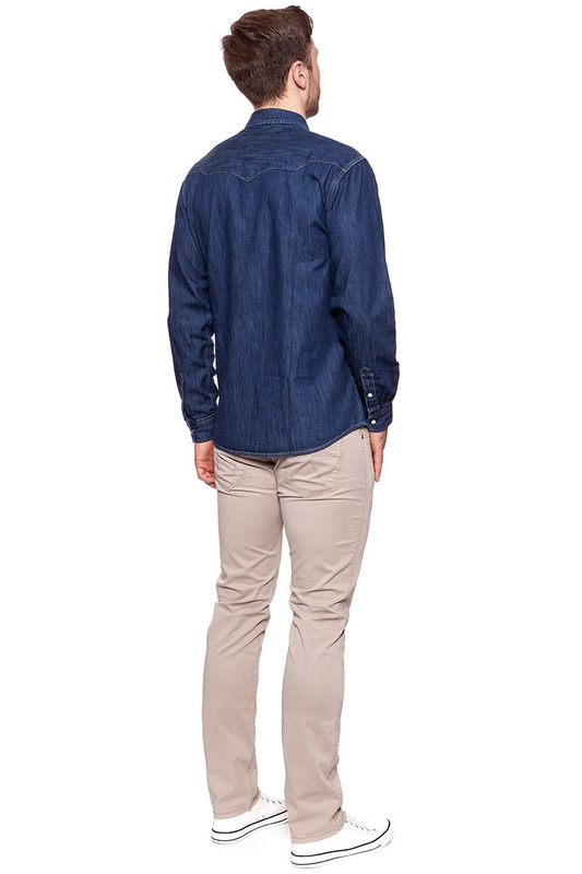 KOSZULA JEANSOWA MĘSKA WRANGLER DENIM WESTERN SHIRT DARK INDIGO W5973O61E 112129847