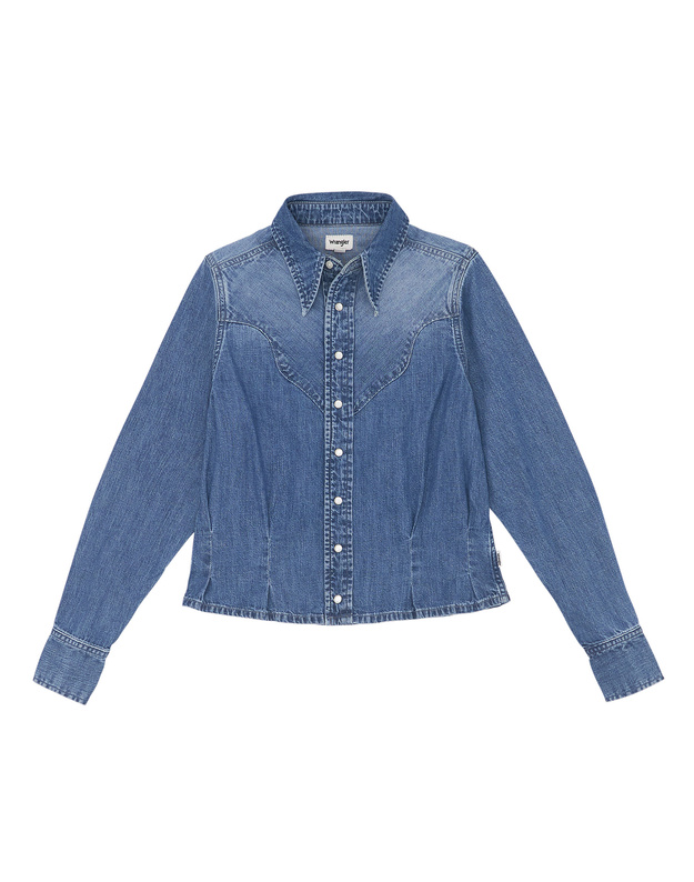 DAMSKA KOSZULA JEANSOWA WRANGLER FEMME PEPLUM SHIRT LIGHT HAND 112370782