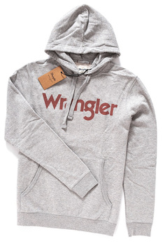 WRANGLER LOGO POPOVER HOODIE MID GREY MEL W6533HY37