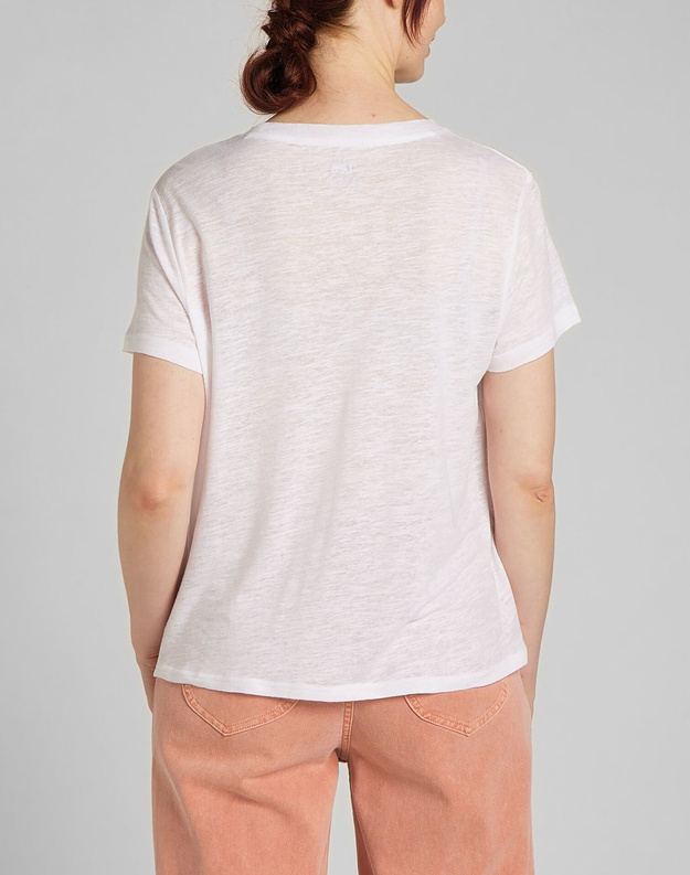 LEE CREW TEE DAMSKI T-SHIRT KOSZULKA NADRUK LOGO BRIGHT WHITE L41RENLJ 112140044