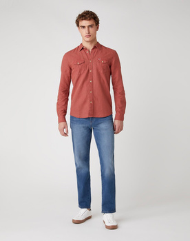 KOSZULA MĘSKA WRANGLER LS 2PKT FLAP SHIRT BARN RED W5A5LOXER 112130061