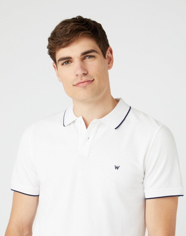 WRANGLER SS POLO TEE MĘSKA KOSZULKA LOGO REAL WHITE W7D5K4XW1 112146305