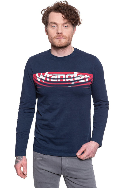 WRANGLER LS LOGO TEE NAVY W744D3114 112131093
