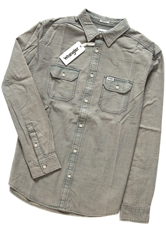 WRANGLER LS 2PKT FLAP SHIRT MONUMENT GREY W59825MU4 112129885