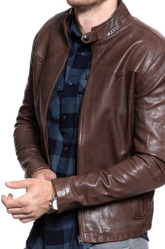 KURTKA SKÓRZANA WRANGLER WESTERN BIKER CHOCOLATE BROWN W4762ZAVM 112129047