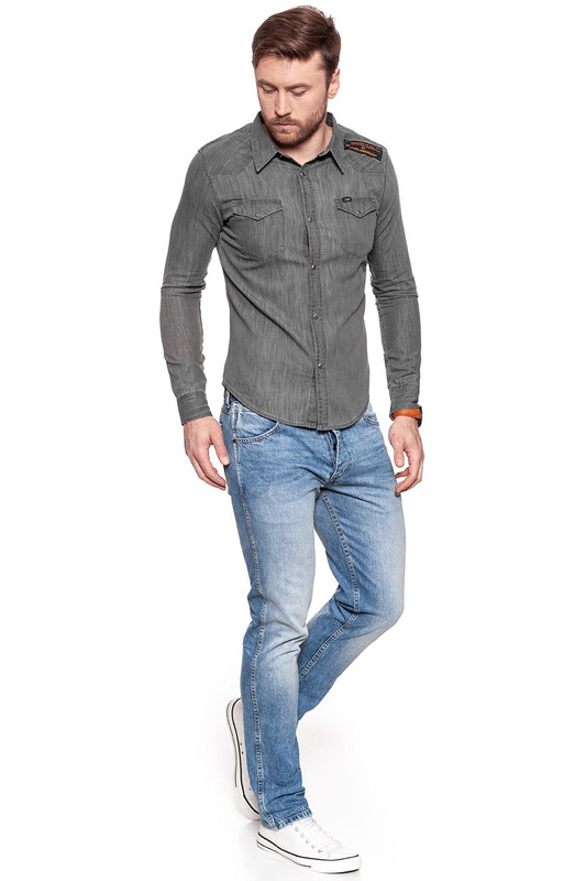 LEE WESTERN SHIRT SLIM GREY WASH L643KEFU 
