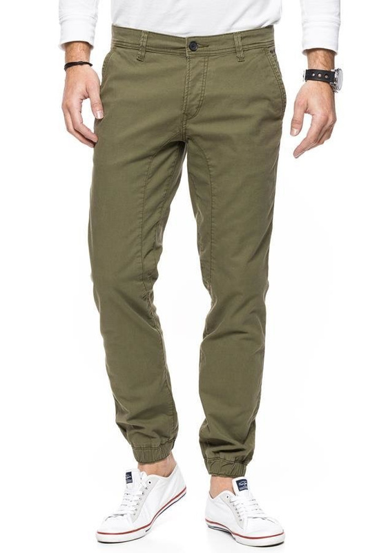 TOM TAILOR SPODNIE MĘSKIE SOLID STRETCH TWILL JOGG CHINO OLIVE DRAP 6403965.00.12 COL. 7141