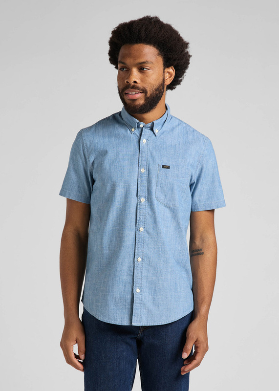 LEE BUTTON DOWN SS MĘSKA KOSZULA JEANSOWA KRÓTKI RĘKAW NAVY L886NS35 112145647