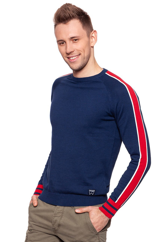 MĘSKI SWETER WRANGLER RAGLAN KNIT BLUE DEPTHS W8615PRJY 112132316