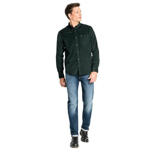 MĘSKA KOSZULA MATERIAŁOWA LEE BUTTON DOWN DK BOTTLE GREEN L880MRBB 112123259