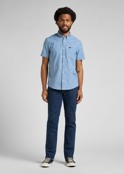 LEE BUTTON DOWN SS MĘSKA KOSZULA JEANSOWA KRÓTKI RĘKAW NAVY L886NS35 112145647