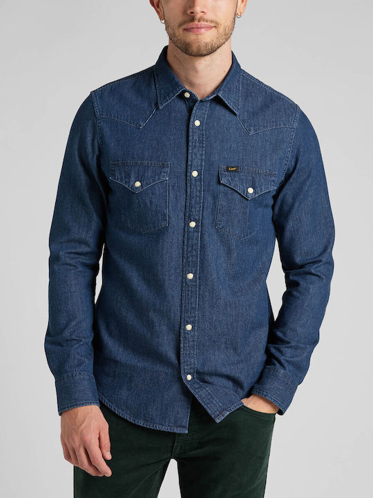 LEE REGULAR WESTERN MĘSKA KOSZULA JEANSOWA JEANS MID STONE L66WCUVK 112321897