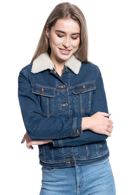 DAMSKA KURTKA JEANSOWA LEE SHERPA RIDER DARK SIDNEY L54VSGQK 112112999
