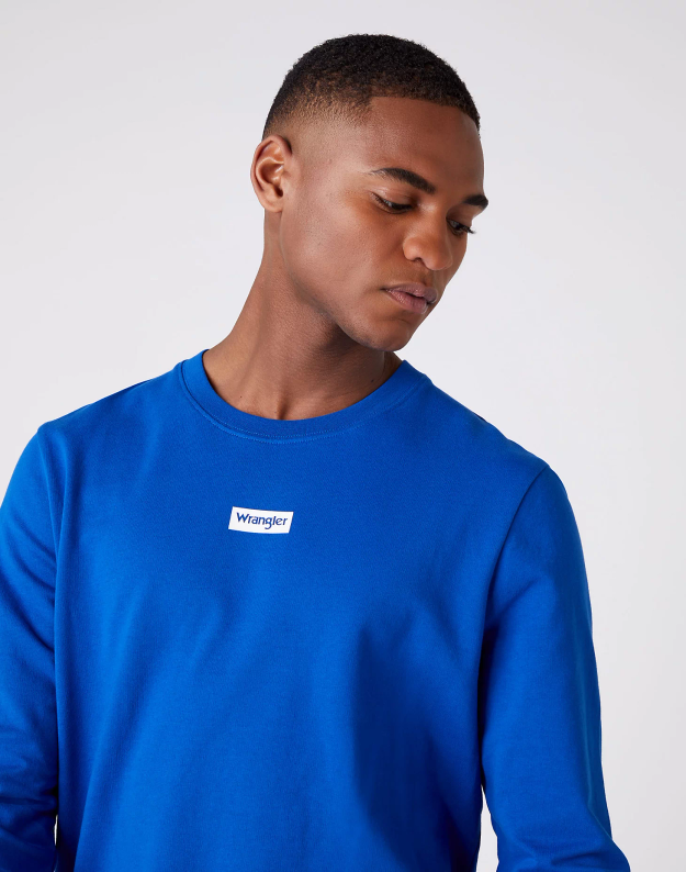 MĘSKA BLUZA BEZ KAPTURA WRANGLER LOGO CREW WRANGLER BLUE W6C0HLX05 112130703