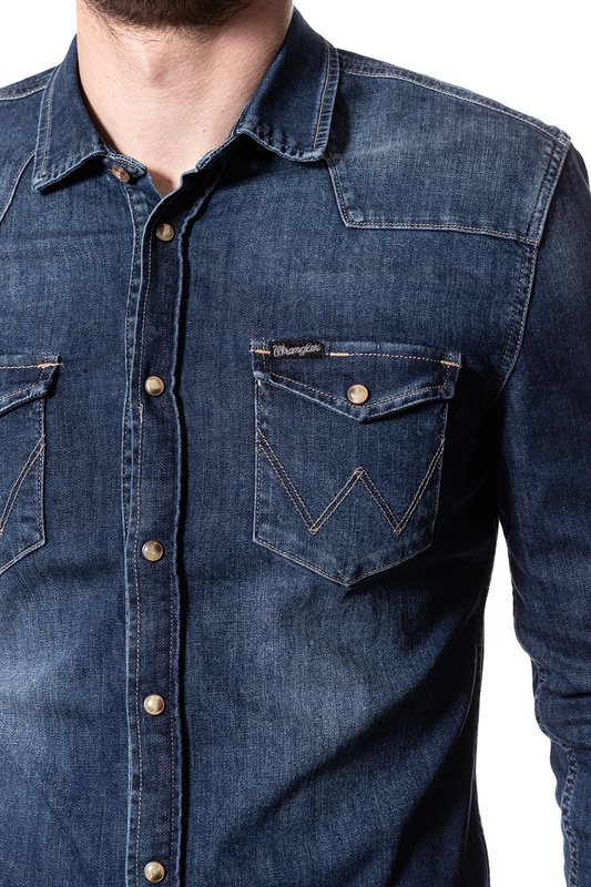WRANGLER WESTERN DENIM SHIRT MID INDIGO W59837T8E