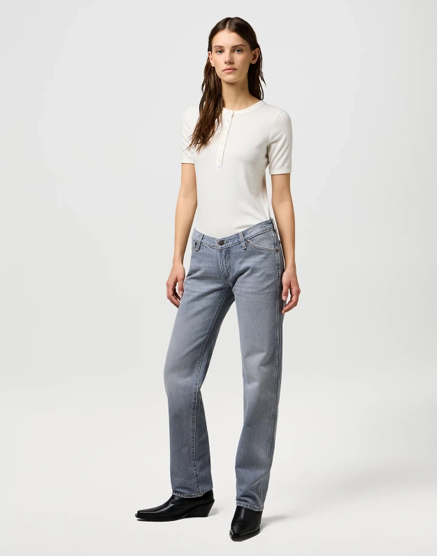 DAMSKA KOSZULKA WRANGLER FEMME KNIT HENLEY WORN WHITE 112370743