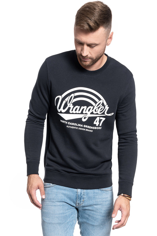 MĘSKA BLUZA WRANGLER LOGO CREW BLUE GRAPHITE W6C0HAX15 112130701