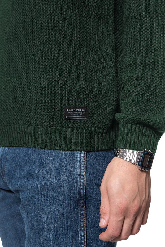 MĘSKI SWETER LEE RICE KNIT DK BOTTLE GREEN L83MOCBB 112122402