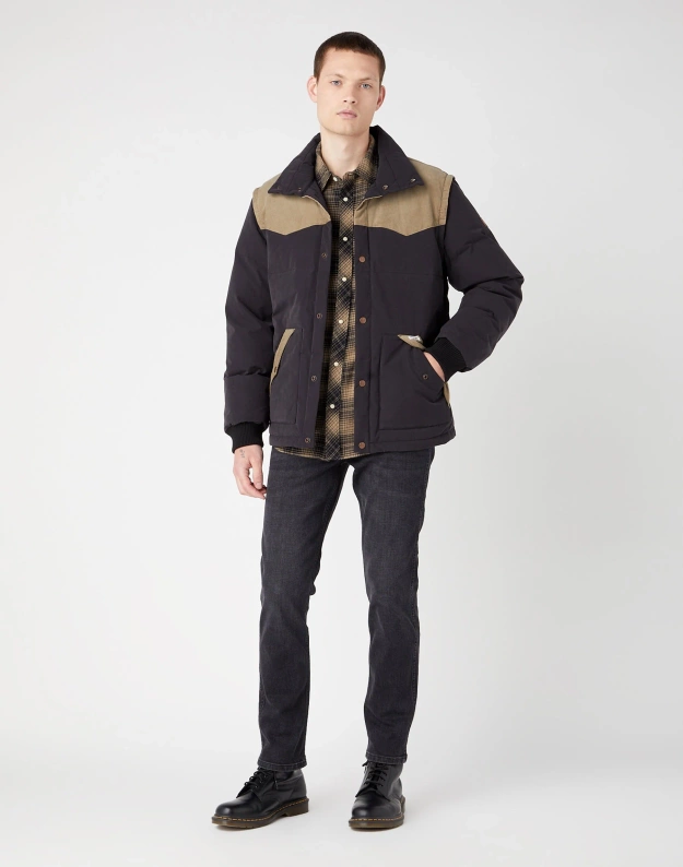 MĘSKA KURTKA ZIMOWA WRANGLER DETACHABLE SLEEVE BLACK 112341105