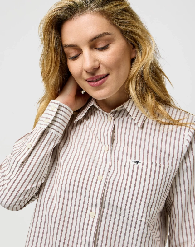 DAMSKA KOSZULA WRANGLER 1 PKT SHIRT COGNAC 112370777