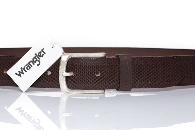 PASEK WRANGLER ZIGZAG EMBOSS BROWN W0B36U285 112125525