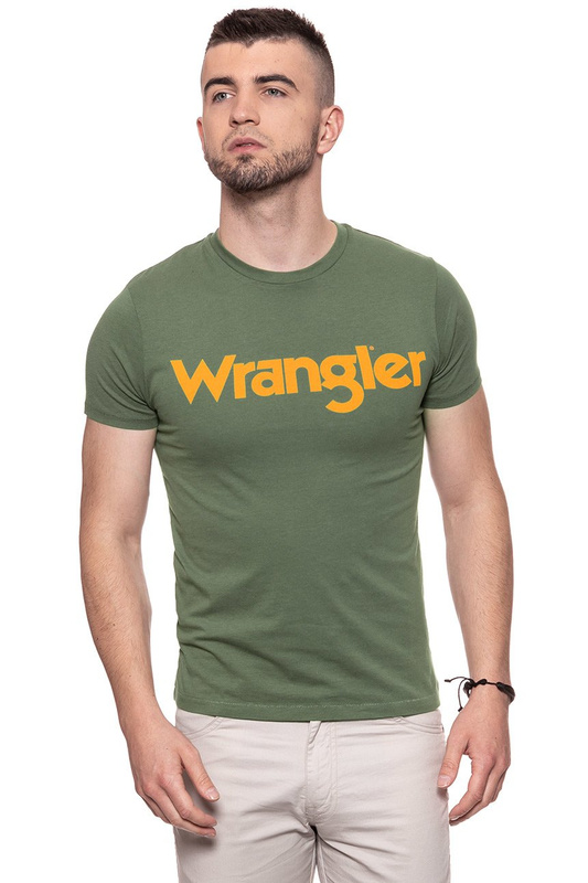 KOSZULKA WRANGLER SS LOGO TEE OLIVINE W7A86D3FR 112131296