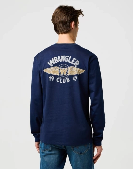 MESKA KOSZULKA WRANGLER LS AMERICANA TEE NAVY 112371469
