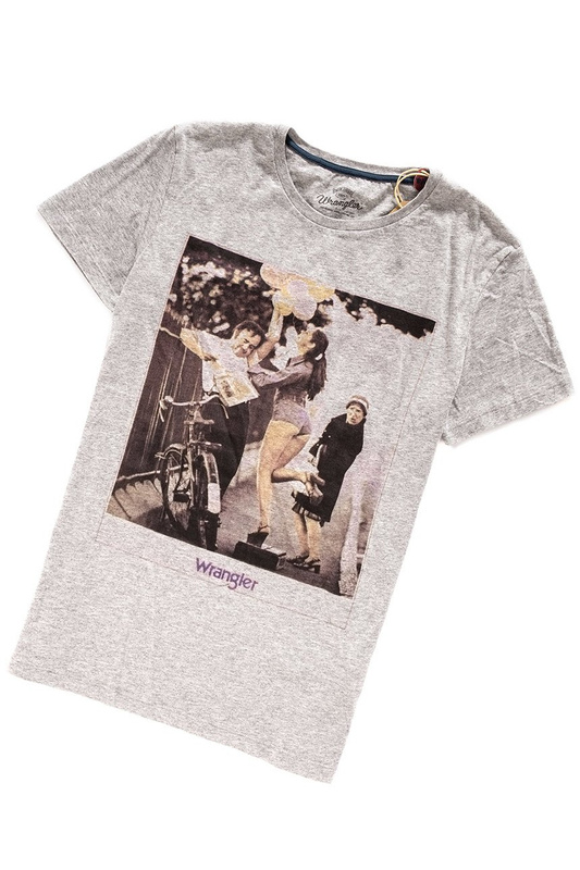 WRANGLER T SHIRT S/S HERITAGE T MID GREY MEL W7931EF37