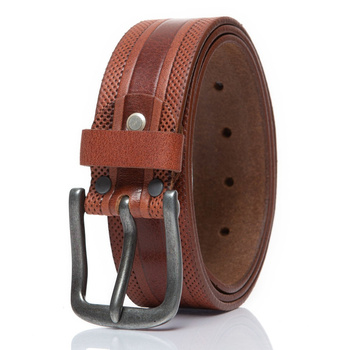 ZESTAW PREZENTOWY MUSTANG - SKÓRZANY PORTFEL I PASEK MĘSKI BROWN