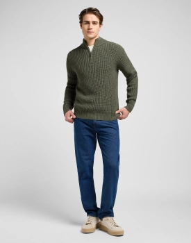 MESKI SWETER  LEE CLEAN HALF ZIP KNIT OLIVE GRAY 112370539