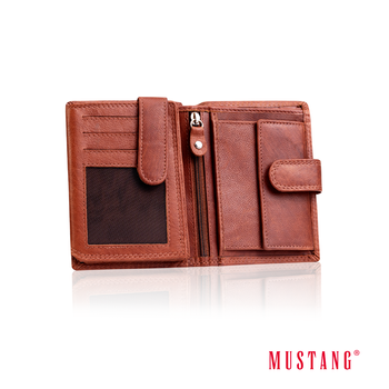MUSTANG Denimo High Wallet Side Opening With Button SKÓRZANY PORTFEL POJEMNY NA KARTY PREMIUM