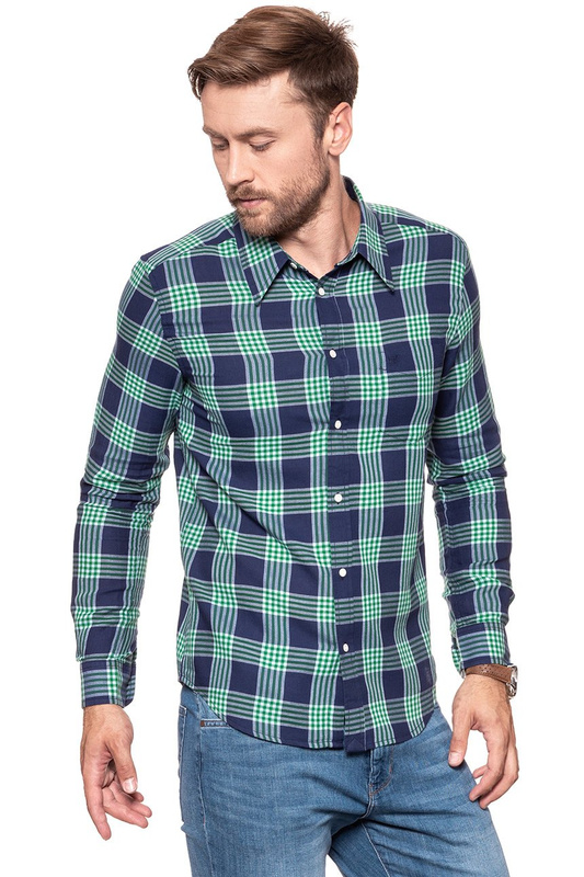 KOSZULA WRANGLER LS 1 PKT SHIRT AMAZON GREEN W5953ORUX 112129787